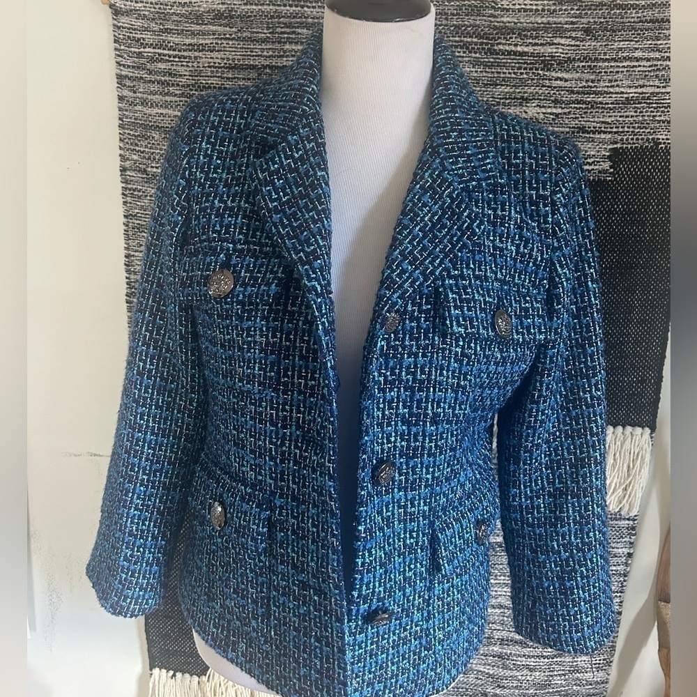 Joan Rivers blue tweed blazer size 10